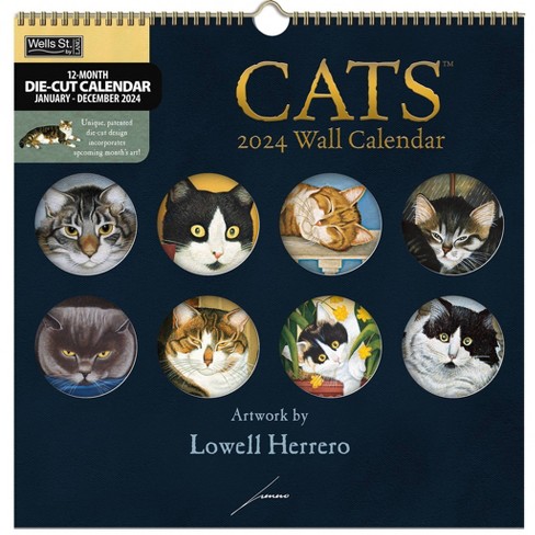 Lang 2024 Wall Calendar 12x12 Die-cut Cats : Target