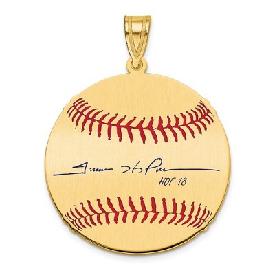 Black Bow Jewelry 14K Gold Plated Trevor Hoffman Signature MD Enamel Baseball Pendant