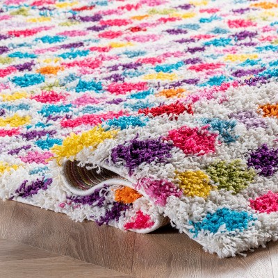 Sunny Spots Multicolor Shag Rug for Kids, 40" Round Synthetic