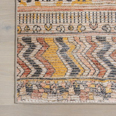 Kallie 4' x 6' Multicolor Abstract Washable Area Rug