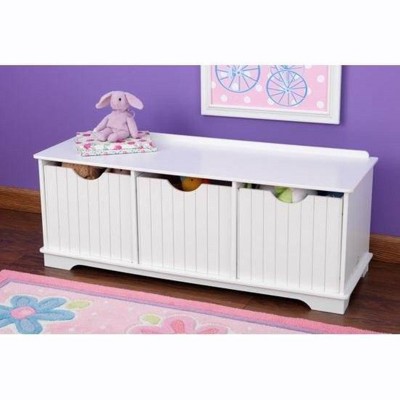 KidKraft Kids Wood Nantucket Storage Bench Unit, White