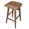 Royal Hampton 29 Inch Backless Barstool, Handcrafted Saddle Seat, Acacia Wood - 4 of 4