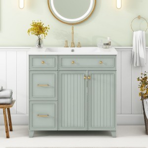 36" Bathroom Vanity with Sink,Bathroom Storage Cabinet with 2 Door,2 Different Depths Drawers,Adjustable Storage Shelf (without Faucet) - 1 of 4