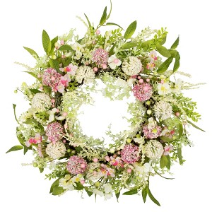 Northlight Allium and Lavender Spring Wreath - 28" - Pink - 1 of 4