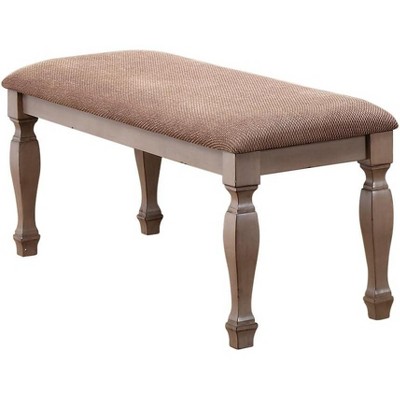 Kings Brand Almon 2 Tone Brown Wood Upholstered Dinette Dining Room Bench