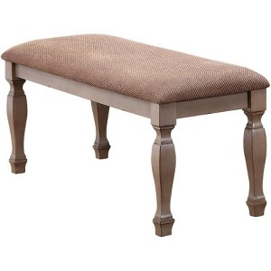 Kings Brand Almon 2 Tone Brown Wood Upholstered Dinette Dining Room Bench - 1 of 4