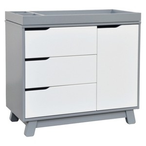 Babyletto Hudson 3-Drawer Changer Dresser with Changing Tray - Gray/White