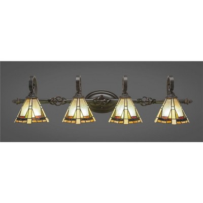 Toltec Lighting Elegante 4 - Light Vanity in  Dark Granite with 7" Zion Art Glass Shade