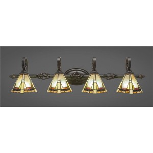 Toltec Lighting Elegante 4 - Light Vanity in  Dark Granite with 7" Zion Art Glass Shade - 1 of 1