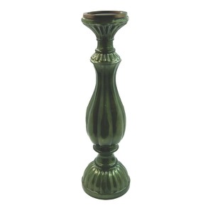Storied Home Tall Embossed Mercury Glass Candle Holder, Green - 1 of 2