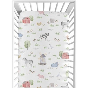 Sweet Jojo Designs Girl Baby Fitted Crib Sheet Farm Animals Collection - 1 of 4