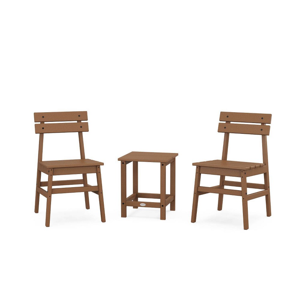 Photos - Garden Furniture POLYWOOD 3pc Modern Studio Plaza Outdoor Patio Chair Conversion Set Teak: Weather-Resistant 2 Armless Chairs & Accent Table