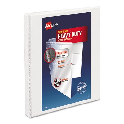 Avery Heavy-Duty Non Stick View Binder with DuraHinge and Slant Rings, 3 Rings, 0.5" Capacity, 11 x 8.5, White, (5234)