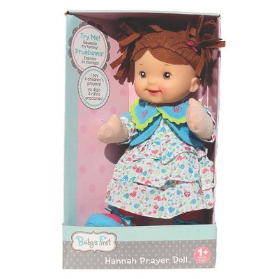 Goldberger Baby's First 14" Soft Body Hannah Prayer Doll, Brunette