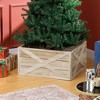 HOMCOM Wooden Christmas Tree Collar Box, 28" Farmhouse Christmas Tree Base Cover, Xmas Decoration for Home, Holiday, Light Distressed Wood Finish - 2 of 4