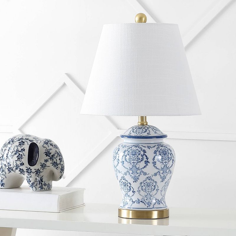 22.25&#34; Ceramic Juliana Traditional Classic Chinoiserie Table Lamp (Includes LED Light Bulb) Blue/White - JONATHAN Y, 4 of 6