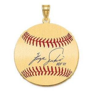 Black Bow Jewelry 14K Gold Plated Fergie Jenkins Signature LG Enamel Baseball Pendant - 1 of 4