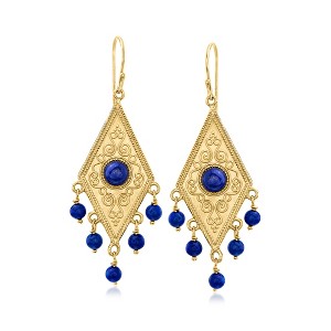 Ross-Simons Lapis Drop Earrings in 18kt Gold Over Sterling - 1 of 3