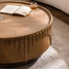 36" Round Wooden Coffee Table,Modern Handcrafted Relief Pedestal Mushroom Table for Living Room or Apartment-Baofuwish - 2 of 4