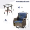 YARDSIGHT 2-Piece Outdoor Wicker Swivel Glider Chair Set with Red Cushions and Glass Table for Patio or Garden - 3 of 4