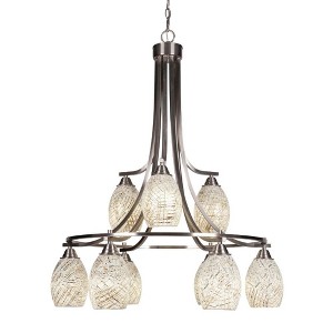 Toltec Lighting Paramount 9 - Light Chandelier in  Brushed Nickel with 5" Natural Fusion Shade - 1 of 1