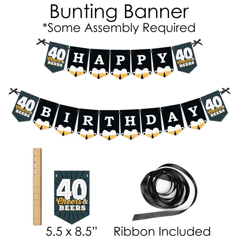 Big Dot of Happiness Cheers and Beers to 40 Years - Banner and Photo Booth Decorations - 40th Birthday Party Supplies Kit - Doterrific Bundle, 4 of 7