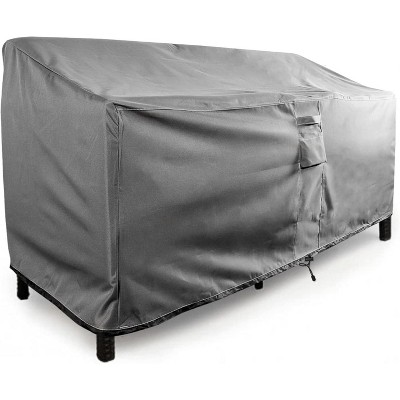 Gray Heavy-Duty Weatherproof Outdoor Sofa Cover with Drawstring Closure
