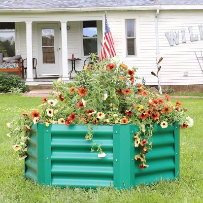 Hexagon Green Galvanized Steel Raised Garden Bed for Outdoor Plants