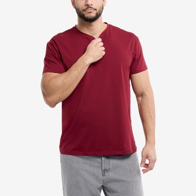 Мужские футболки X RAY Men's Henley Neck Short Sleeve t shirts,new tshirt in CRANBERRY Size Large — фото 3