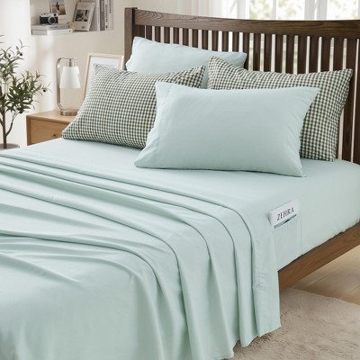 Regency Heights 8Pcs Plaid Print BIAB Comforter Set, Classic Style Dorm Bedding Set with Matching Sheets and Pillowcases, Green, Queen — фото 8