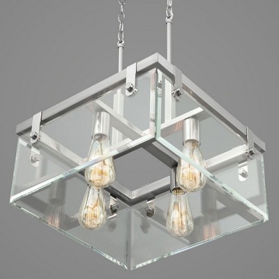 Modern Glayse 16.75" Brushed Nickel Beveled Glass Light Fixture
