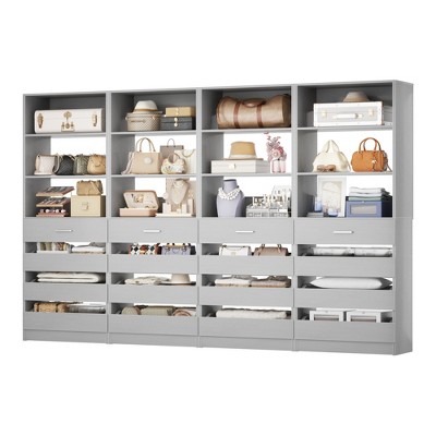Aheaplus Closet System with 4 Drawers and Adjustable Shelves