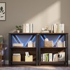 3/4/5 Tier Industrial Bookshelf with Lights&Open Book Shelf, Metal Display Book Case, Heavy Duty Tall Storage Bookcase for Bedroom Office Living Room - 3 of 4