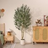 DR.Planzen 6/7/8FT Double-Fork Artificial Olive Tree in White Oval Planter, Realistic Faux Olive Tree with Elegant Branching for Indoor Outdoor Decor - 2 of 4