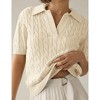 Womens Sweater Collar V Neck Short Sleeve Casual Knit Sweater Tops - 3 of 3