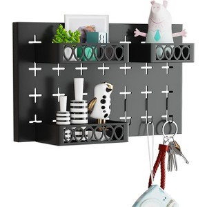 TOBILI Gold key hook with 3 adjustable baskets and 3 hooks for wall storage hanging plate - 1 of 4