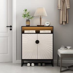 KTMBDW Shoe Cabinet with Doors, 4-Tier Shoe Storage Cabinet with Open Shelves, Large Capacity Shoes Rack Organizer for Entryway/Hallway/White&Black - 1 of 4