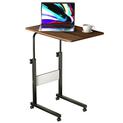 NewHome"Adjustable C-Shaped Slim Side Table with Wheels for Laptop, Snacks, Couch, Bed, Small Spaces"Brown