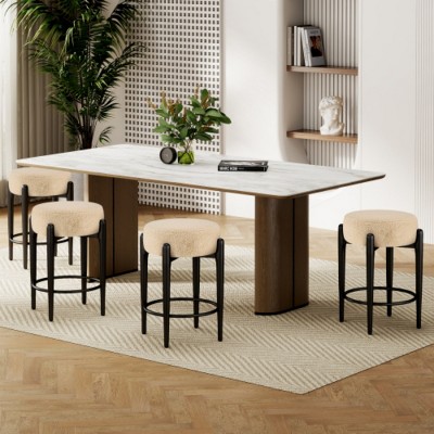23.6" Mid-Century Modern Upholstered Counter Stool Set of 4, Dining Chairs with Metal Legs for Kitchen Island or Home Bar – The Pop Home