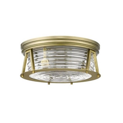 Rubbed Brass and Clear Glass 16" Flush Mount Ceiling Light