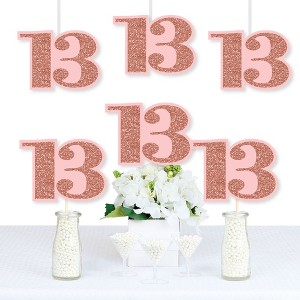 Big Dot of Happiness 13th Pink Rose Gold Birthday - Decorations DIY Happy Birthday Party Essentials - Set of 20 - 1 of 4