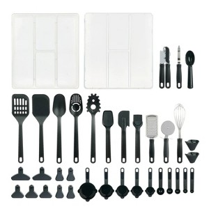 LunaLulinlk Mainstays 36 Piece Kitchen Gadget Set with Kitchen Cooking Utensils, and Drawer Organizer, Black - 1 of 4