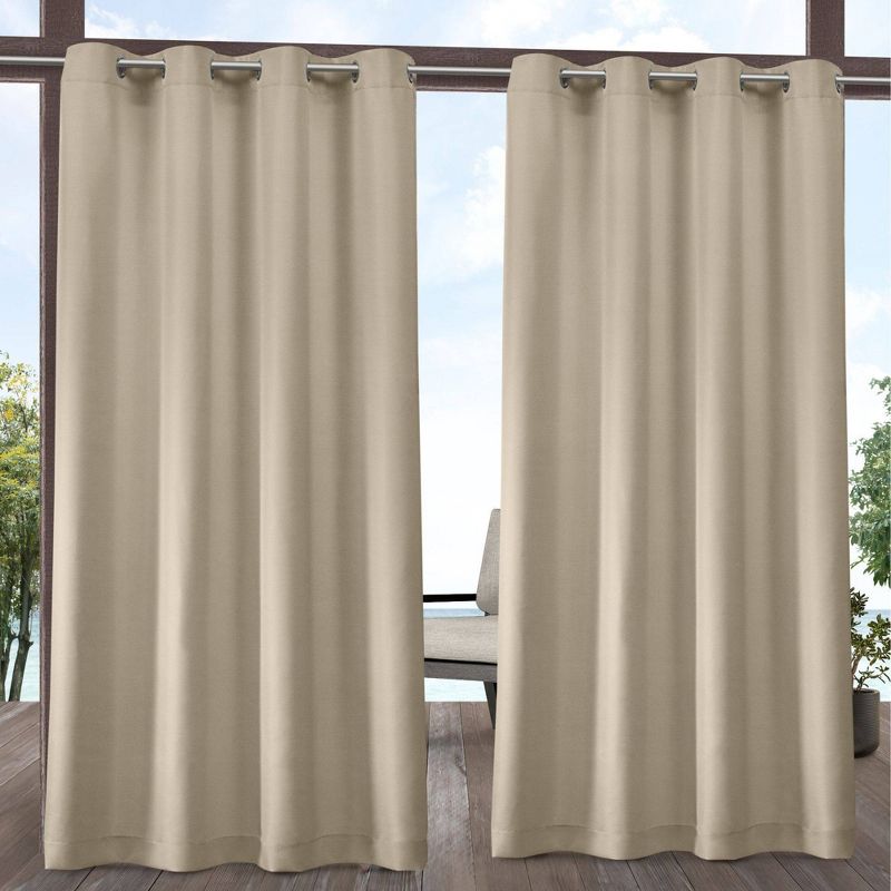 Set of 2 Indoor/Outdoor Solid Cabana Grommet Top Curtain Panels - Exclusive Home, 1 of 7