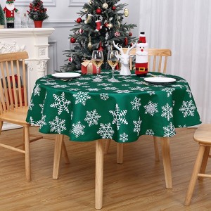 Oxford Fabric Printed Waterproof Tablecloth - Snowflake Design, Durable, Stain Resistant, Easy to Clean, Water Resistant - 1 of 4