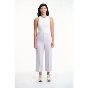 Lafidi Women’s High-Rise Cropped Pants – Straight Leg Business Casual Trousers with Slash Pockets and Elastic Back Waist - 1 of 4