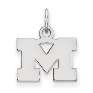 Black Bow Jewelry 10k White Gold Michigan Wolverines NCAA Extra Small Pendant - 1 of 3