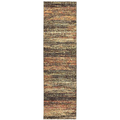 Oriental Weavers Atlas 8037C Gold/ Charcoal Indoor Area Rug - 2'6" x 12'