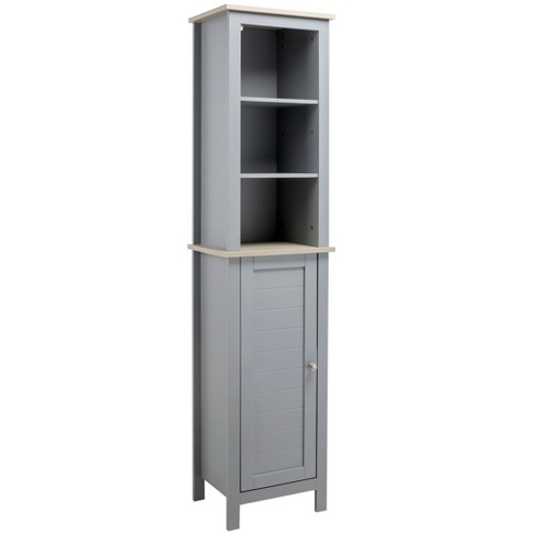 kleankin Tall Bathroom Storage Cabinet with 3 Tier Shelf, Cupboard, Drawer,  Door, Freestanding Linen Tower, Slim Side Organizer, White