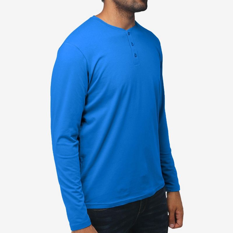 X RAY Mens Henley Long Sleeve T-Shirt, Soft Stretch Premium Cotton Slim Fit Casual Fashion Tee, 3 of 6