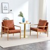 Cooper Faux Leather Accent Chair with Thick Seat Cushion, Oak Metal Legs Armchair for Living Room, Bedroom, Indoor Furniture - Maison Boucle - 4 of 4